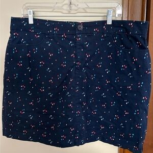 Croft & Barrow Navy Mini Skirt with Pink & Teal Dot Print size 18